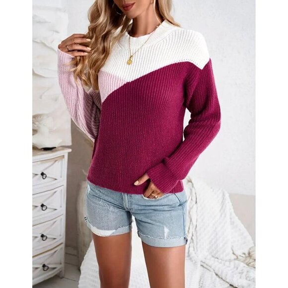 Casual Geometric Pattern Crew Neck Pullover - Picture 4 of 4